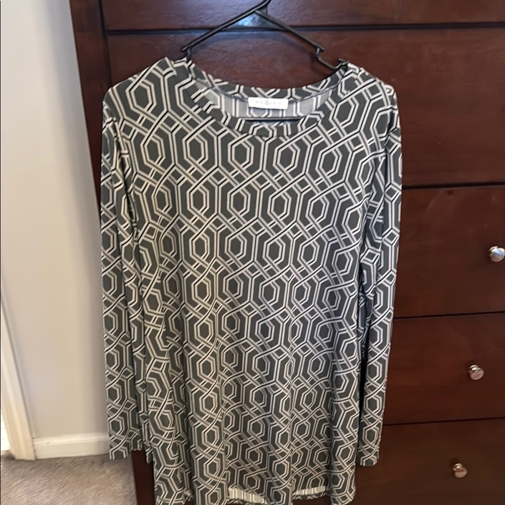 Geometric Patterned Gray Dress
